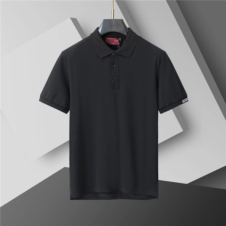 Unbranded Short-sleeve polo shirts with assorted logo and stripe designs — 433 black