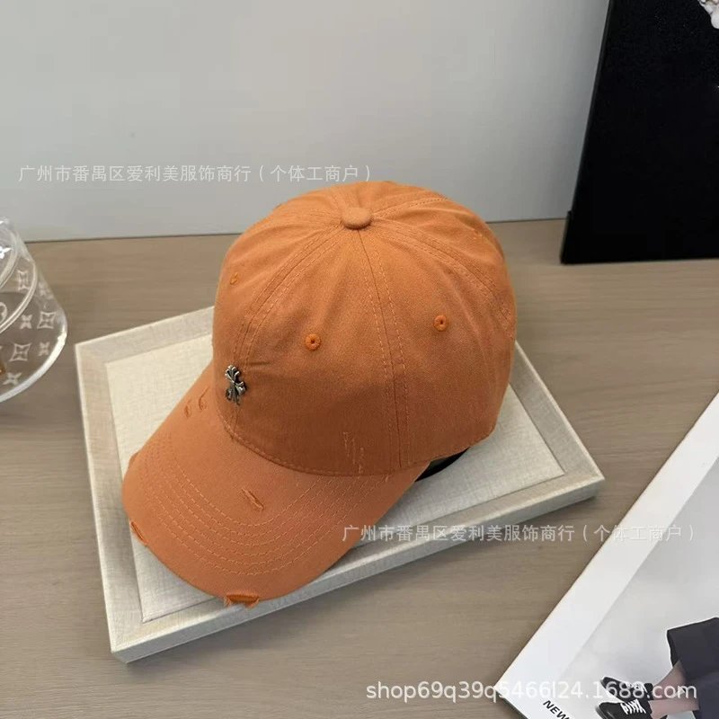 Chrome Hearts Distressed Cross Embroidered Baseball Cap Gray - 4