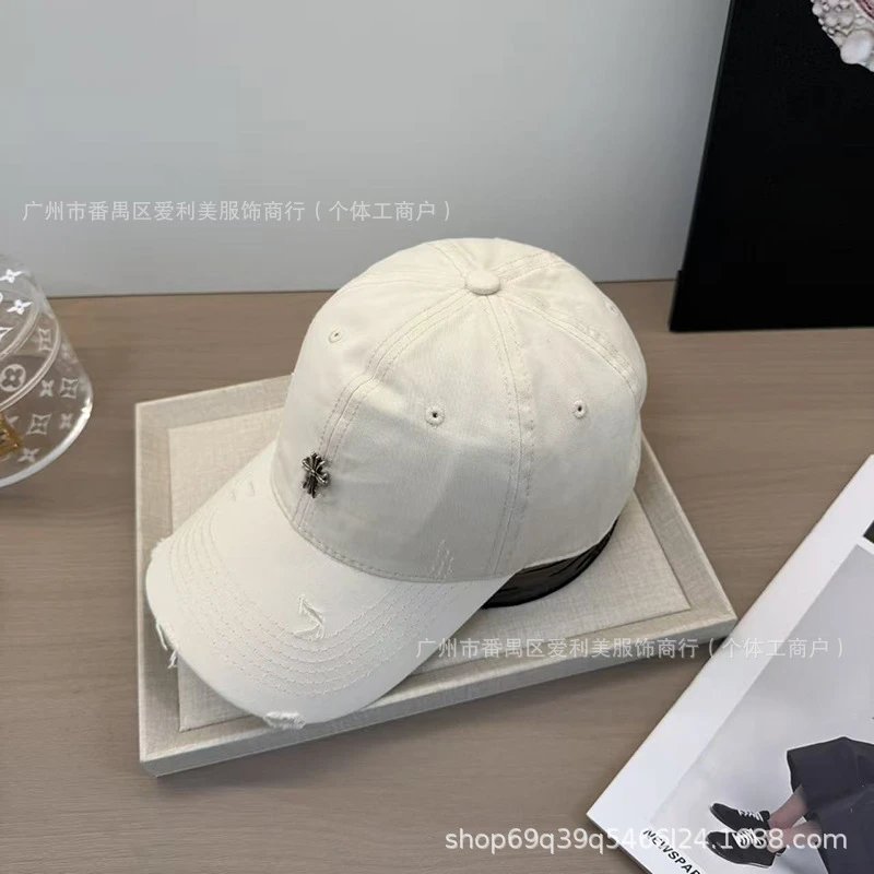 Chrome Hearts Distressed Cross Embroidered Baseball Cap Gray - 7
