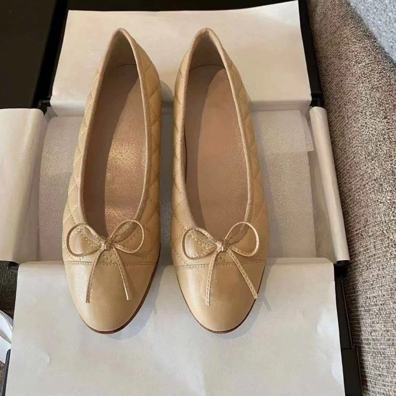 Chanel Ballerina Flats Silver Metallic Bow Detail Flat Shoes Loafers - 14