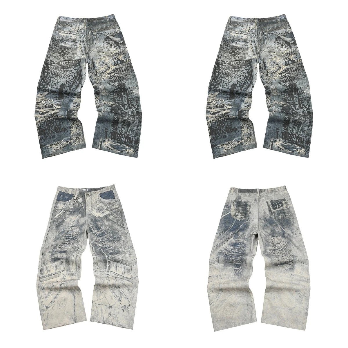 Acne Studios Distressed Print Jeans Gray - 5