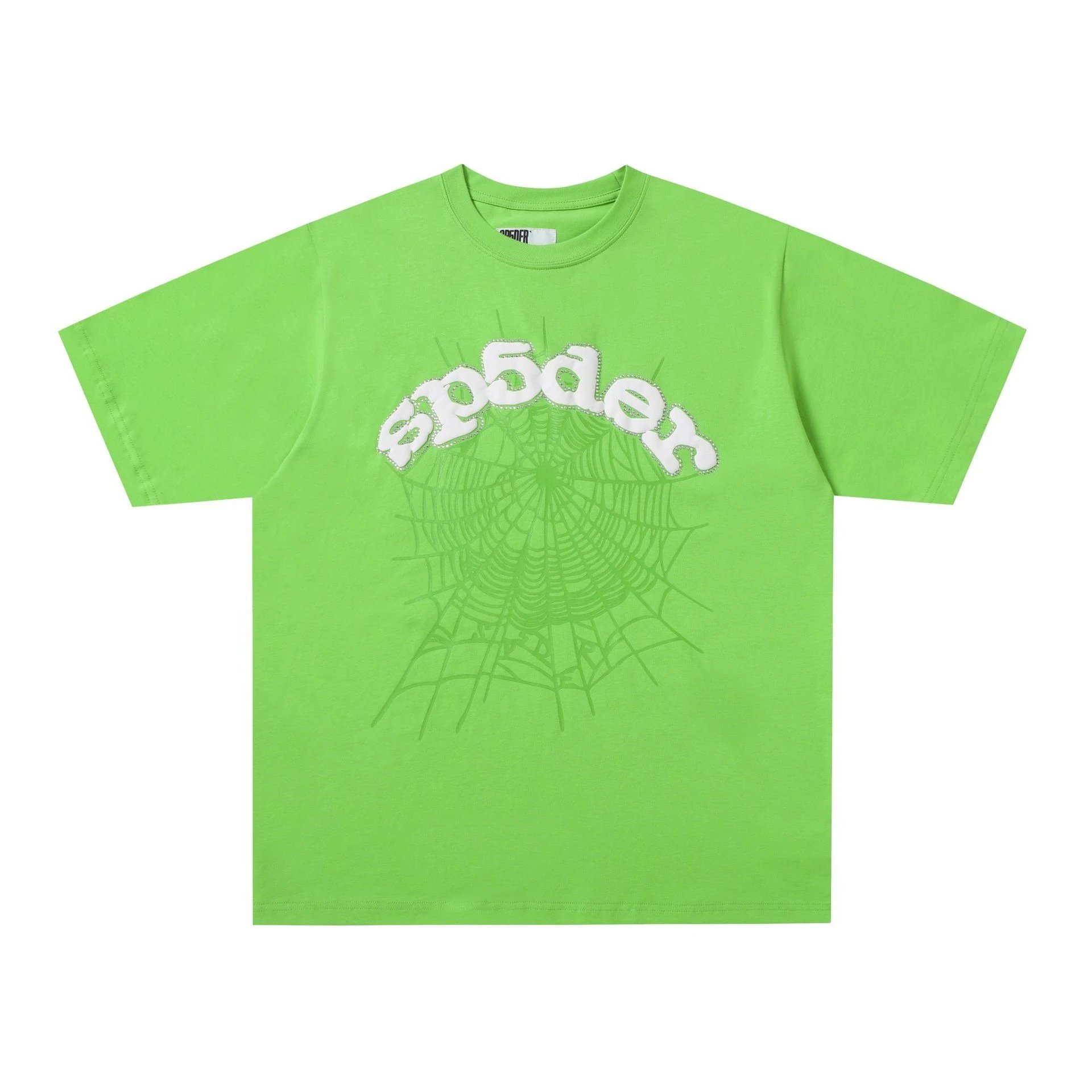 SP5DER Spider Web Graphic T-Shirt Lime Green - 1