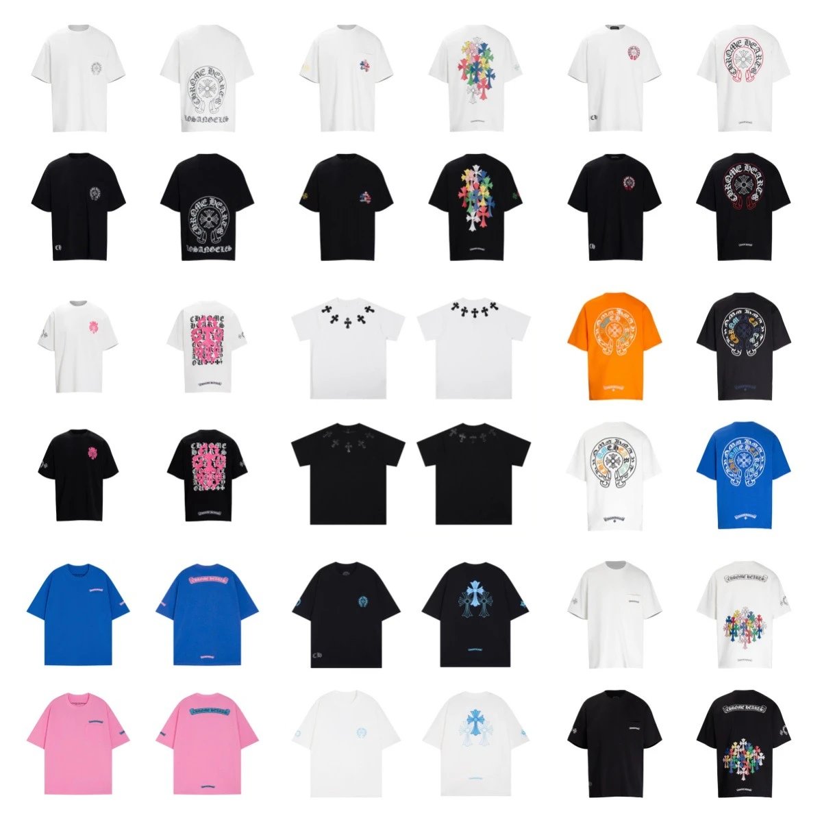 Chrome Hearts Cross Logo Embroidered Pink White T-Shirt - 3