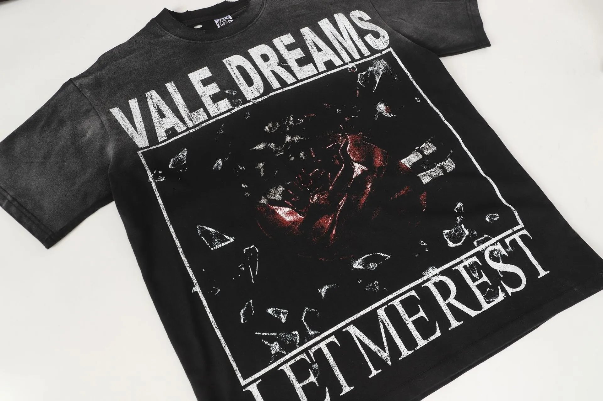 Design Vale USA Haunted House Graphic Oversized T-Shirt Black T-Shirts - 10