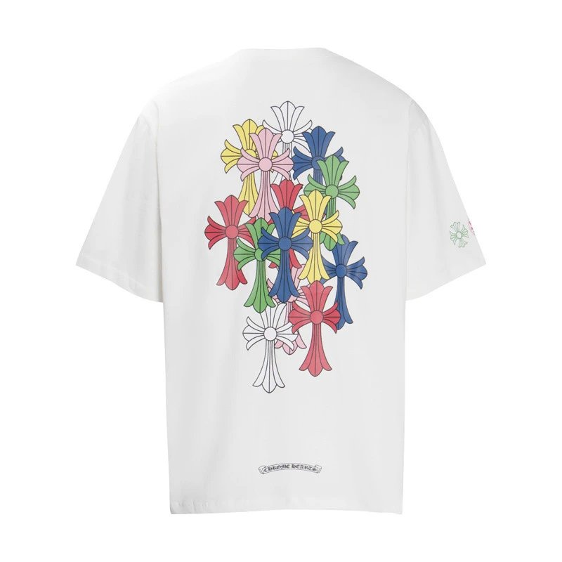 Chrome Hearts Cross Logo Embroidered Pink White T-Shirt - 14
