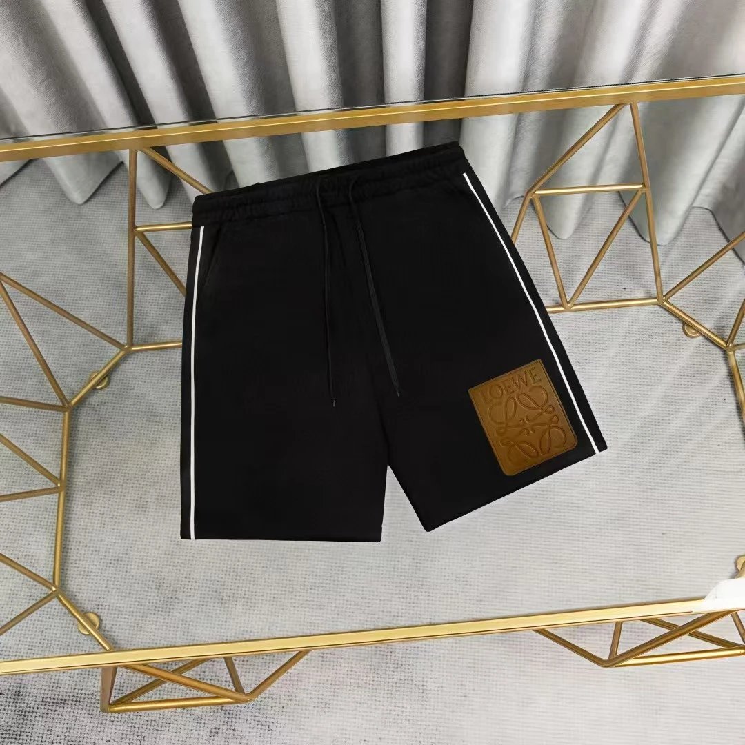 Loewe Logo Patch White Shorts with Black Stripe - 8