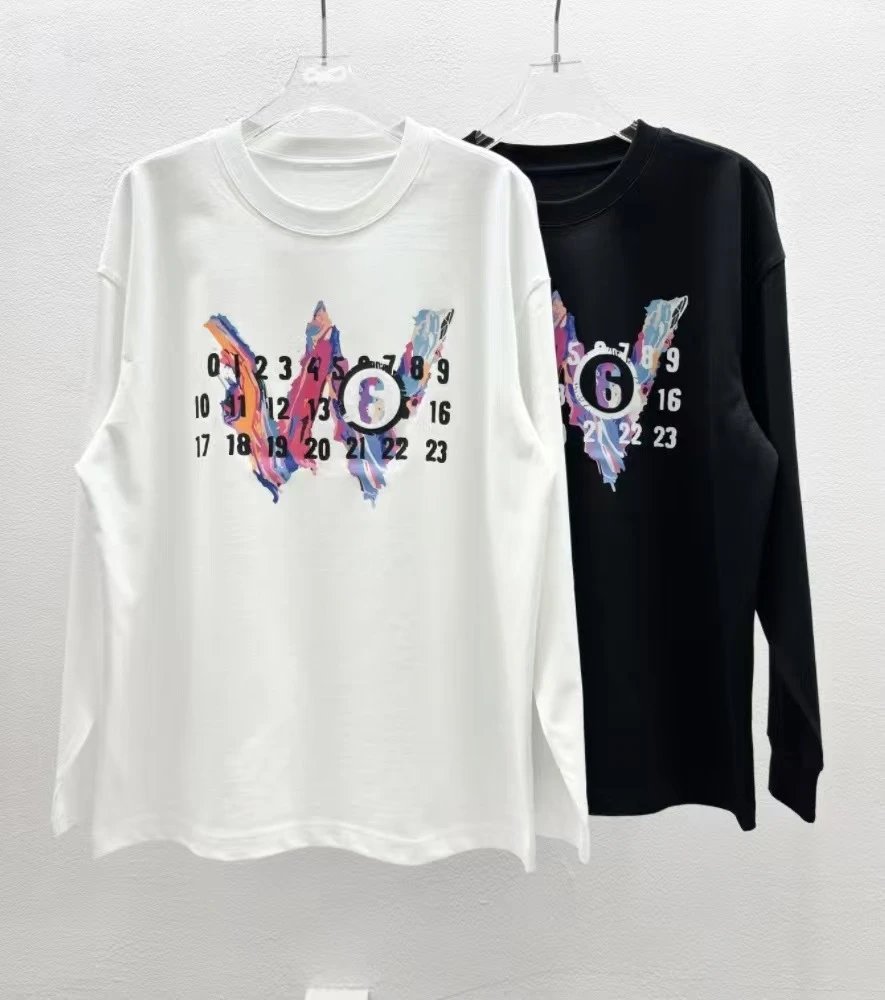 Design Cat Print Long Sleeve T-Shirt White - 26