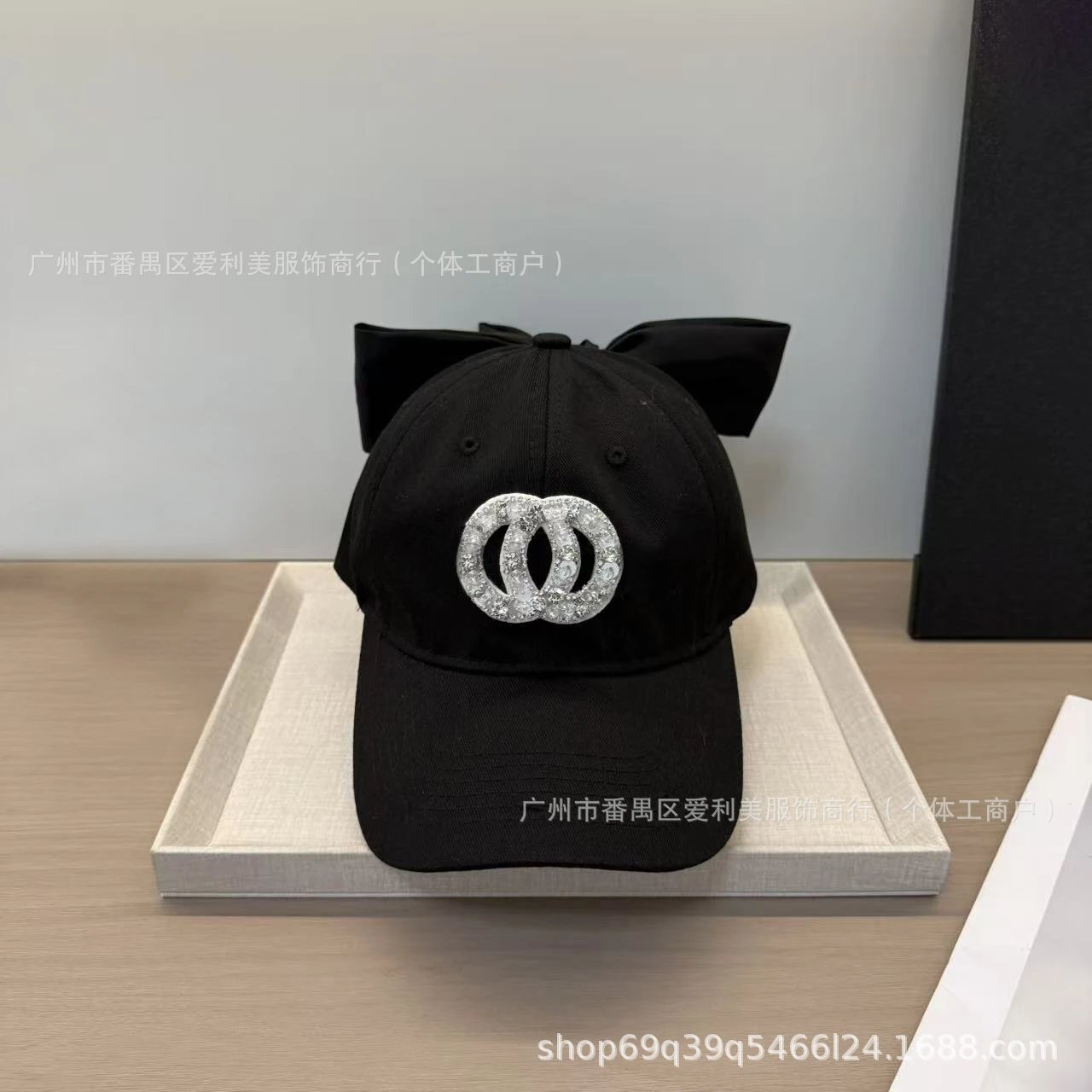 Design Chanel-Inspired Crystal CC Bow Baseball Cap Beige Baseball Cap - 10