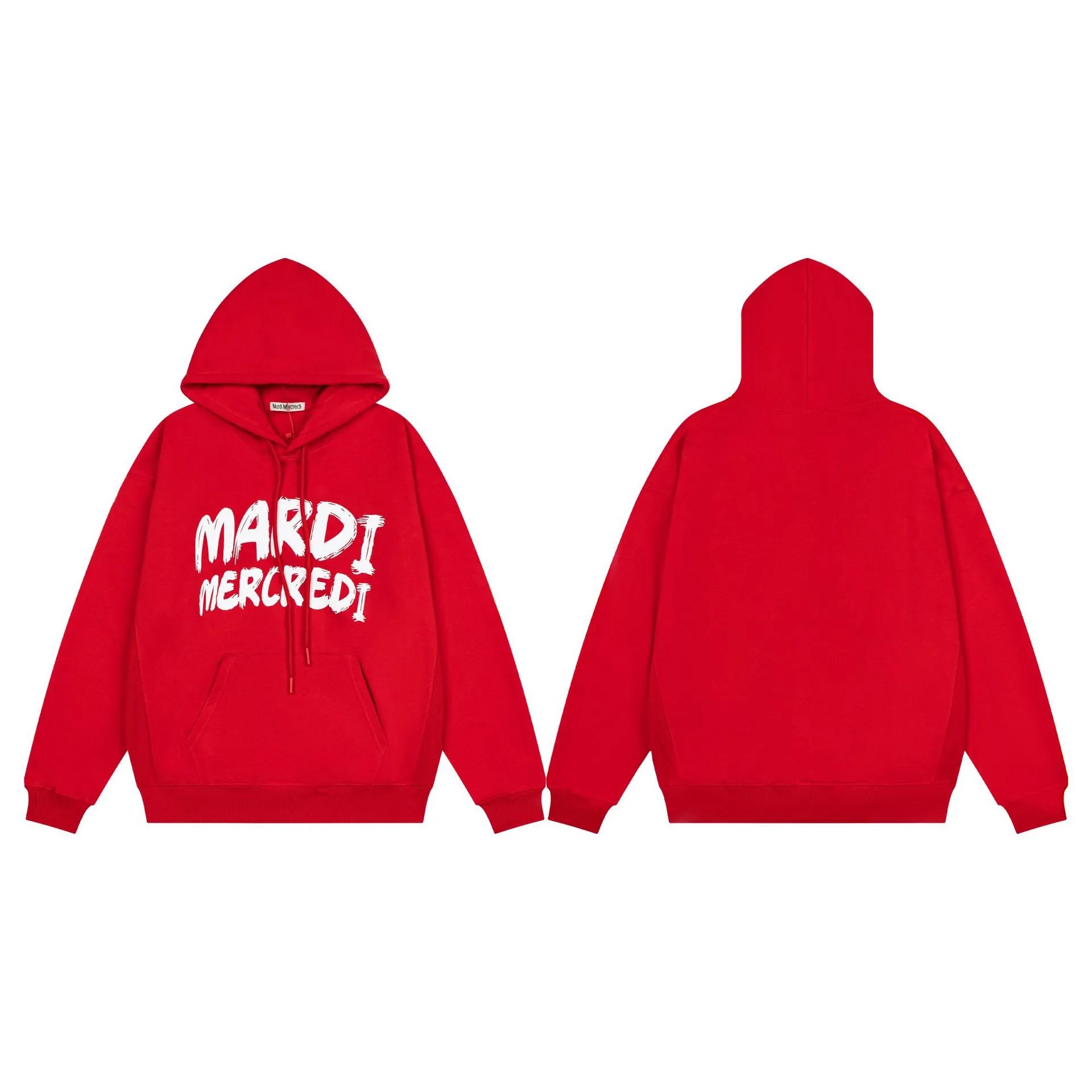 Mardi Mercredi Bold Logo Red Hoodie - 4