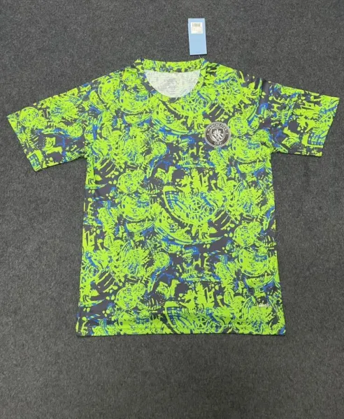 Manchester City FC Graphic Print Training Tee Neon Green / Blue T-Shirts - 1