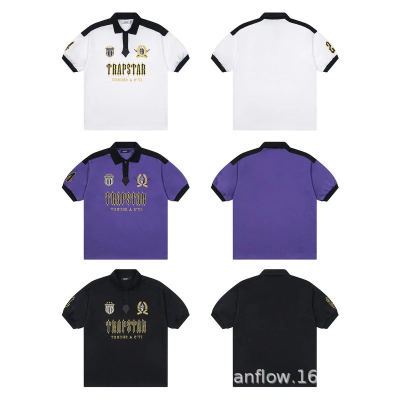 Trapstar It's A Secret Black Gold Embroidered Polo Polo Shirt - 12