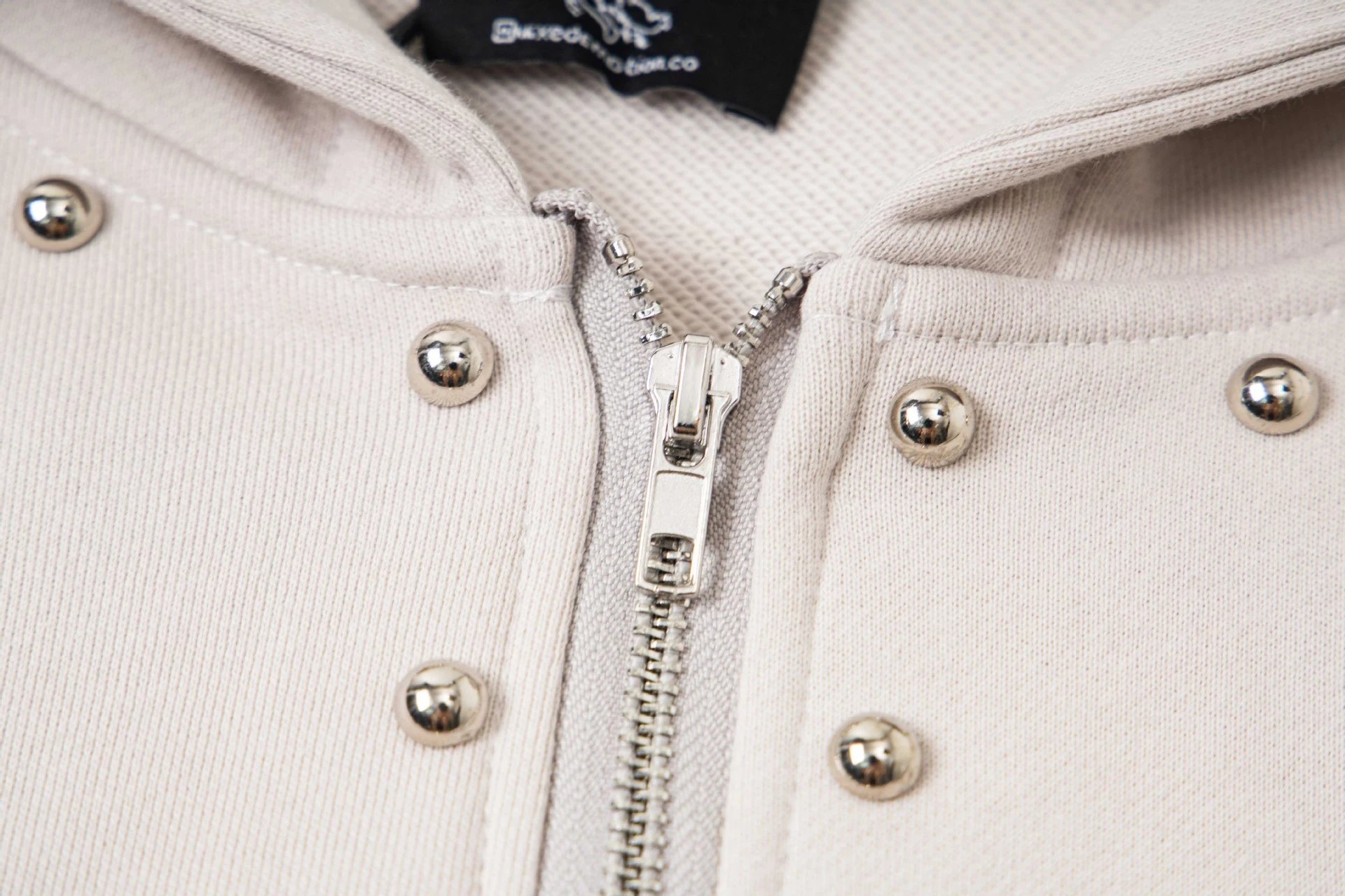 Design Emo tion Studded Zip-Up Hoodie Black Hoodie - 5