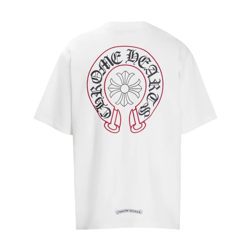 Chrome Hearts Cross Logo Embroidered Pink White T-Shirt - 9