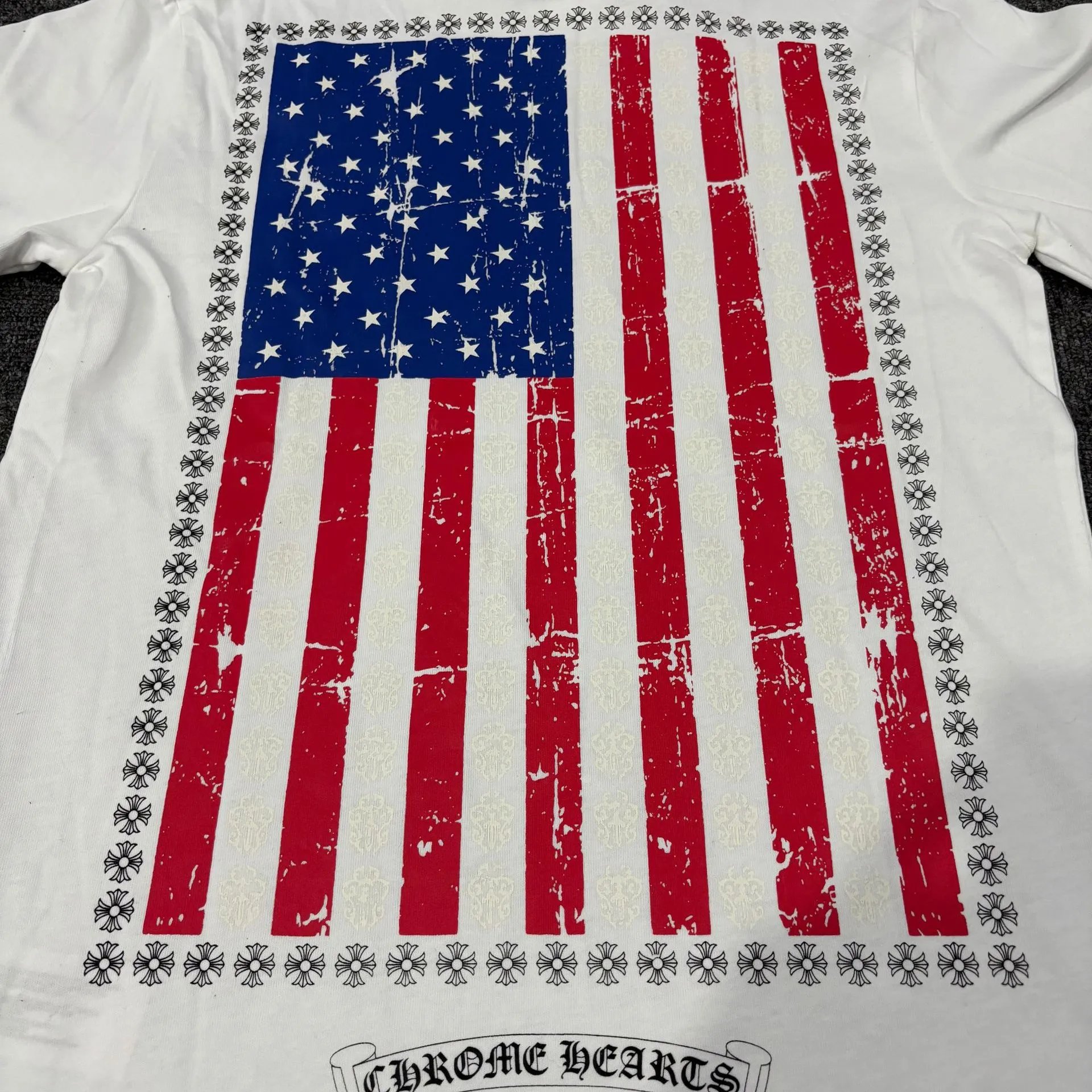 Chrome Hearts American Flag Print Black T-Shirt - 13