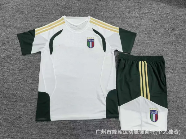 FIGC (Federazione Italiana Giuoco Calcio) FIGC Italy National Team Away Kit White / Green / Gold Jersey and Shorts Set Sets - 1