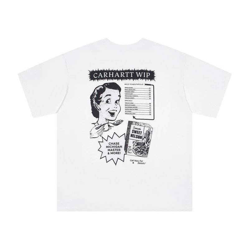 Carhartt Work In Progress Carhartt WIP Vintage Cereal Print White T-Shirt T-Shirts - 1