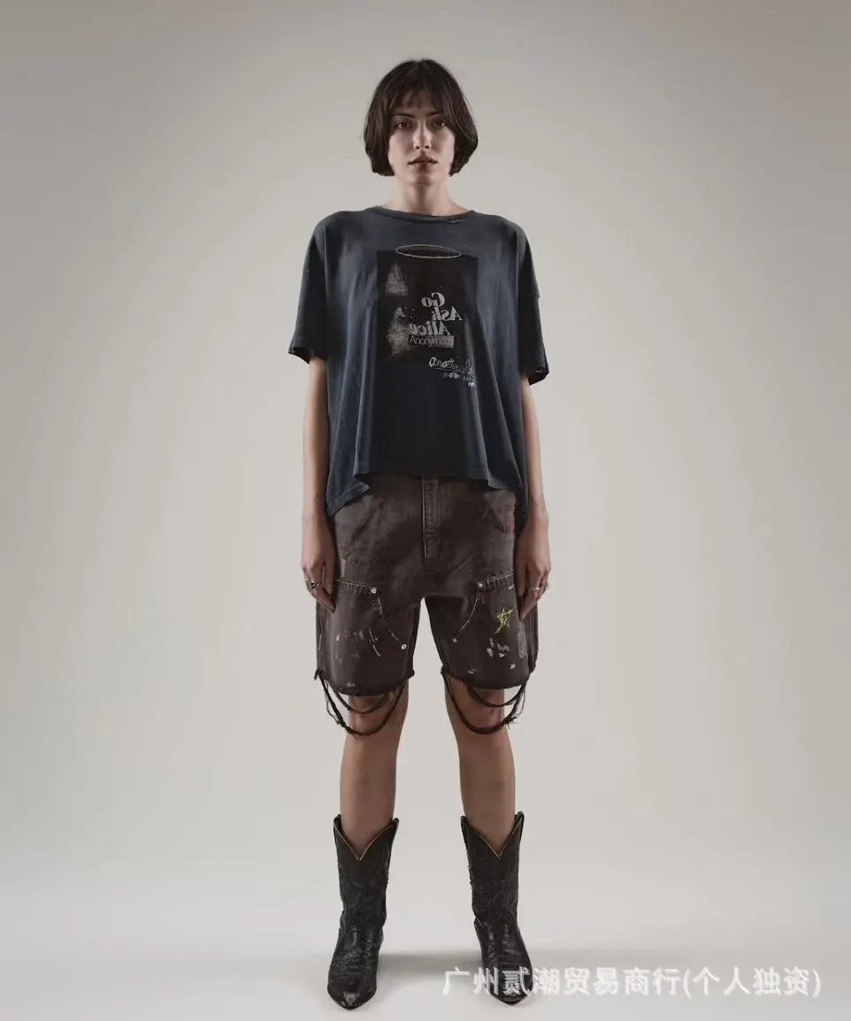 Design Collage Print Distressed Oversized T-Shirt Off-White - 11