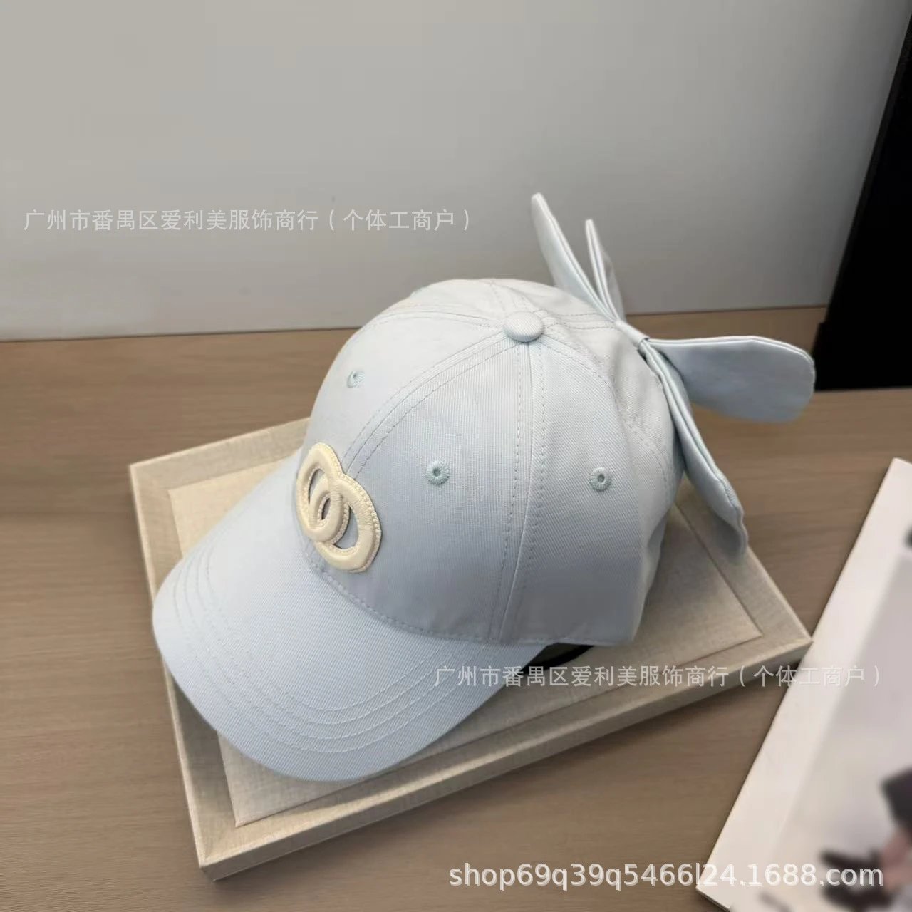 Unbranded Hats Baseball Cap with Interlocking Ring Embroidery and Back Bow image 4