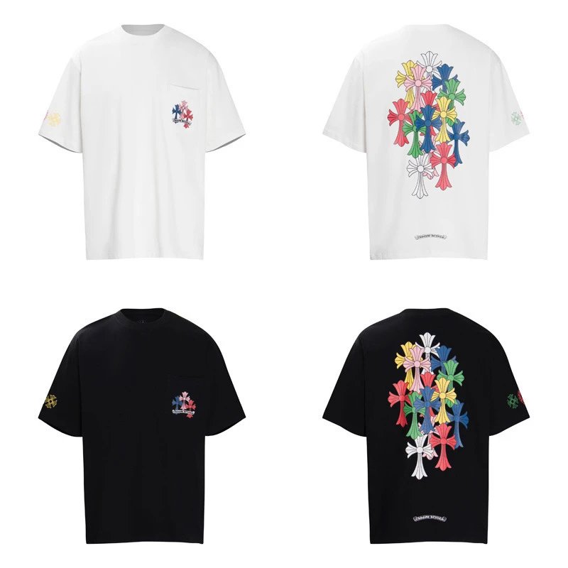 Chrome Hearts Cross Logo Embroidered Pink White T-Shirt - 13