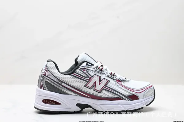 New Balance 740 White Burgundy Running Shoes - 1