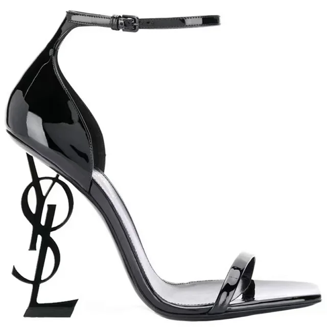 Saint Laurent High Heels Opyum logo-heel ankle-strap sandals product detail image 4