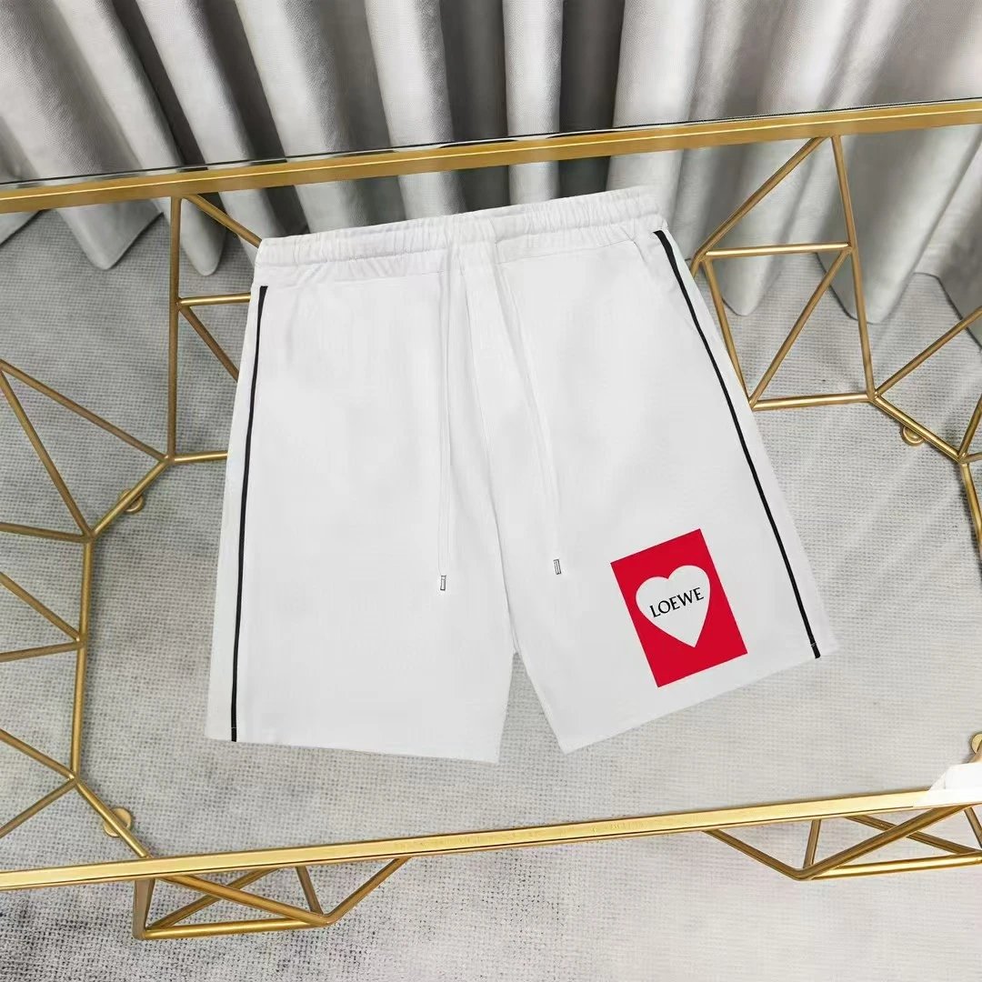 Loewe Logo Patch White Shorts with Black Stripe - 21