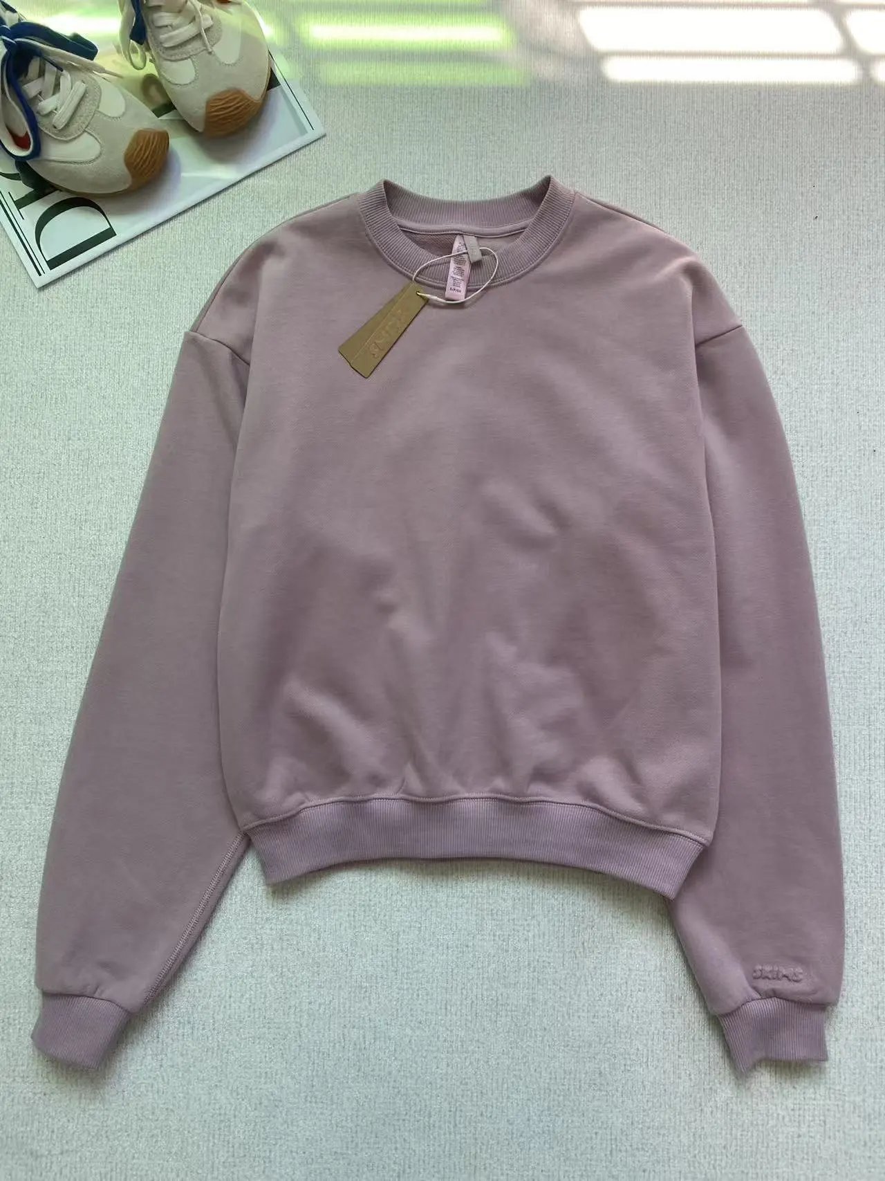 Design Ribbed Long Sleeve Crop Top Dusty Pink - 16