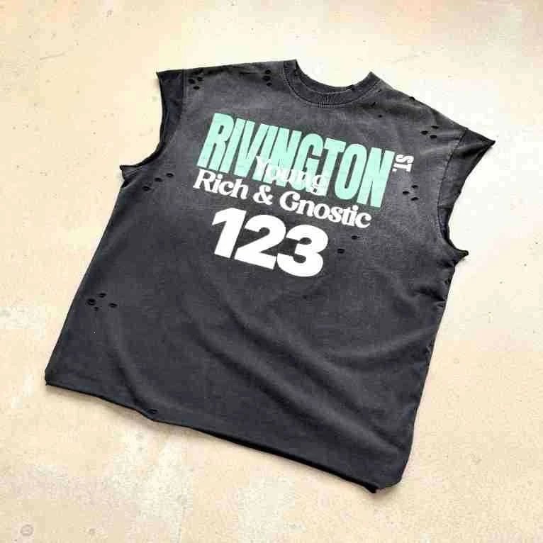 Design Sleeveless Graphic Tee Dark Gray T-Shirt - 11