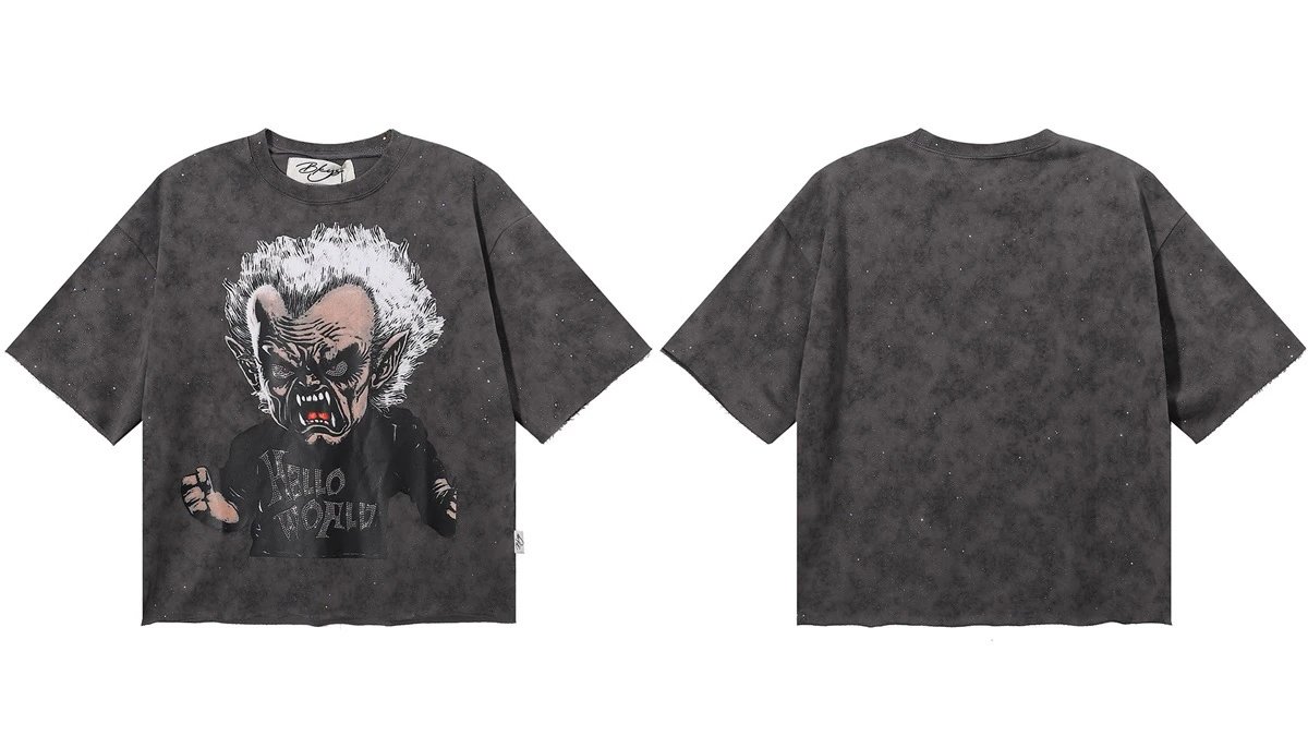 Design Bkys Punk Skull Graphic Oversized T-Shirt Black T-Shirts - 3