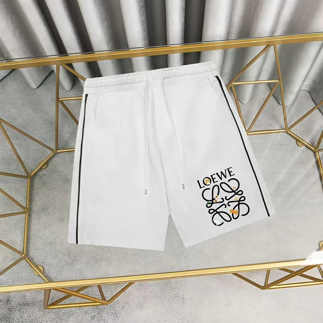 Loewe Logo Patch White Shorts with Black Stripe - 28