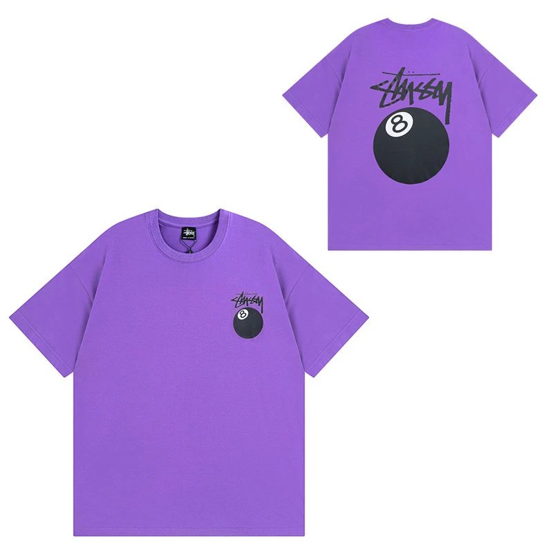 Stüssy T-Shirts Short-Sleeve Graphic Logo Print — 850 purple