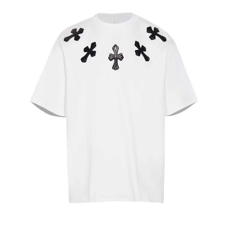 Chrome Hearts Cross Logo Embroidered Pink White T-Shirt - 27