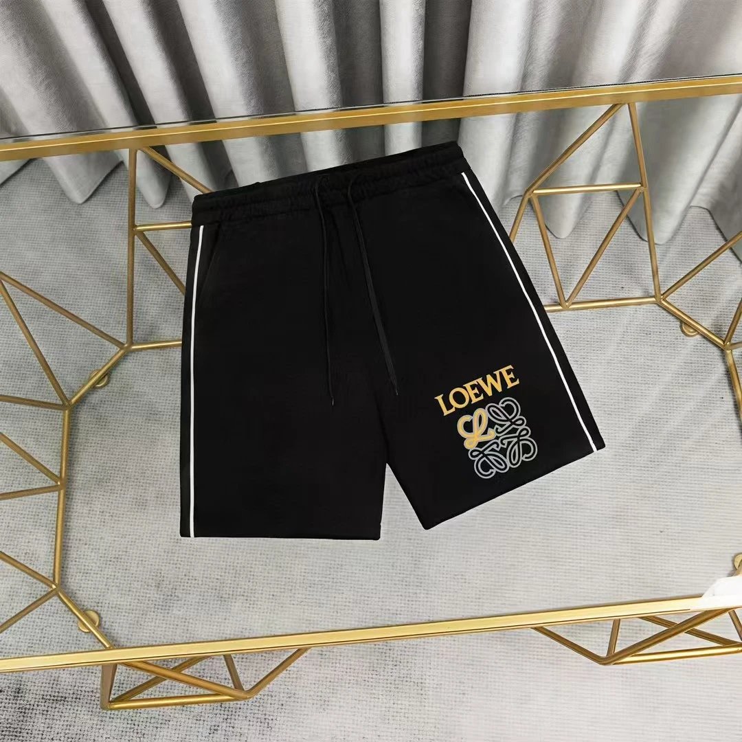 Loewe Logo Patch White Shorts with Black Stripe - 33