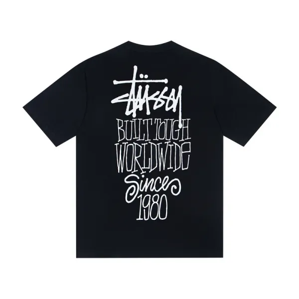 Stussy Built Tough Worldwide Since 1980 Black T-Shirt - 1