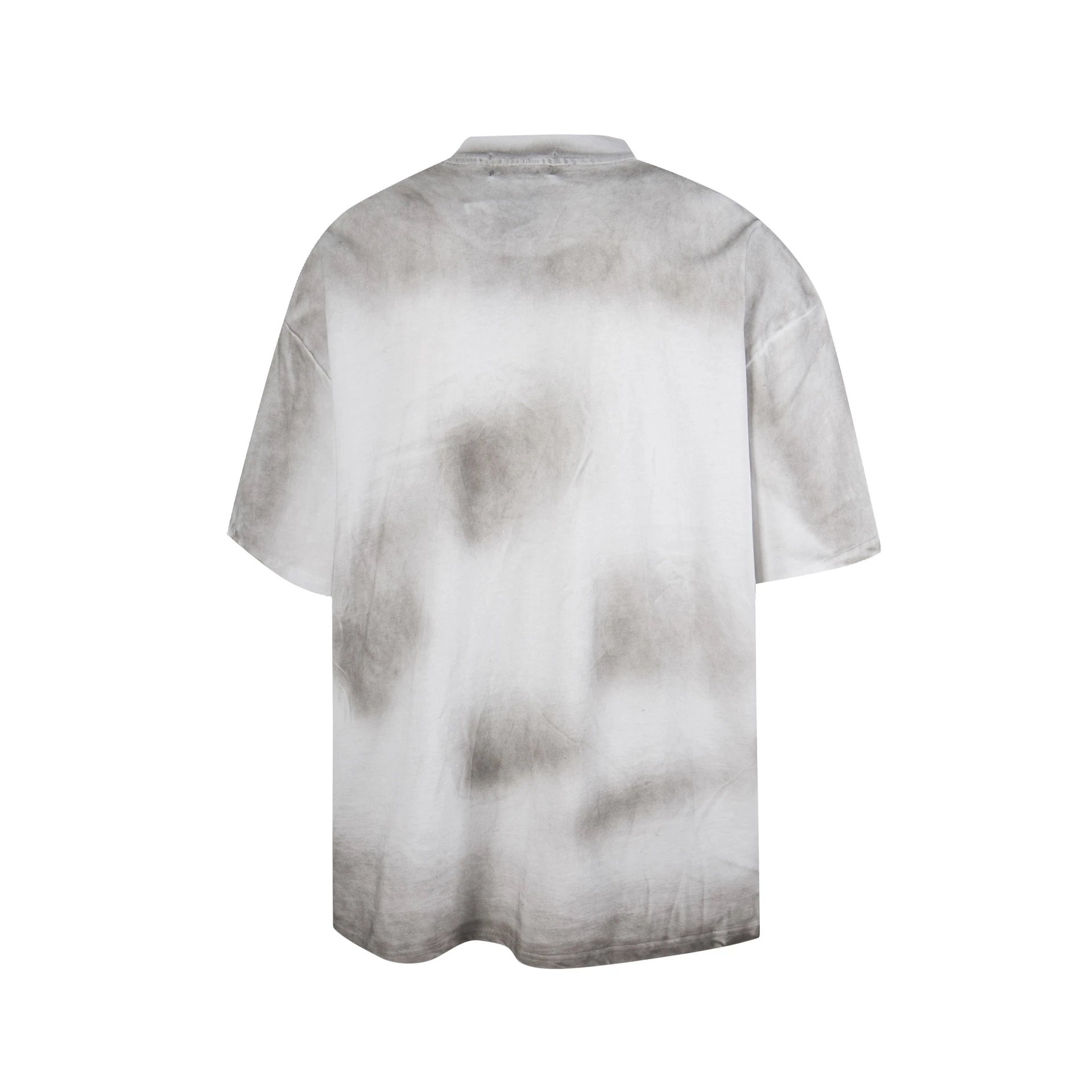 Design Vintage Washed White T-Shirt with Distressed Star and Crescent Logo - 12