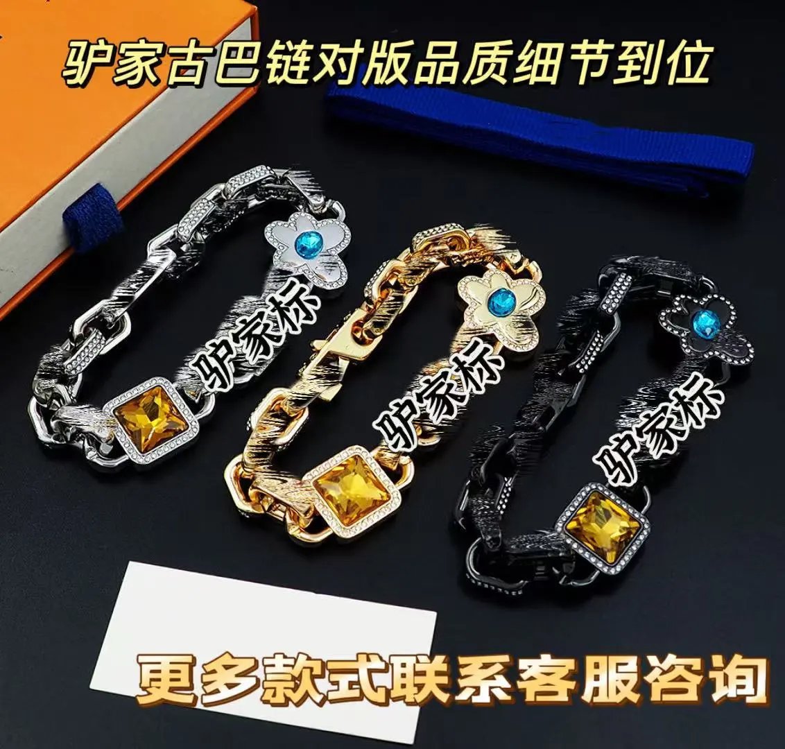 Design Chunky Chain Bracelet with Citrine and Turquoise Gemstones Gold-Tone Bracelet Jewelry - 3