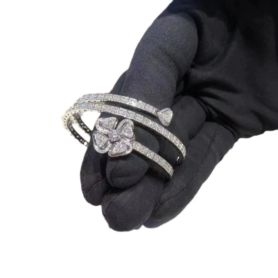 Bvlgari Serpenti Viper Flower Bracelet Gold Pave Diamond Bracelets Jewelry - 2