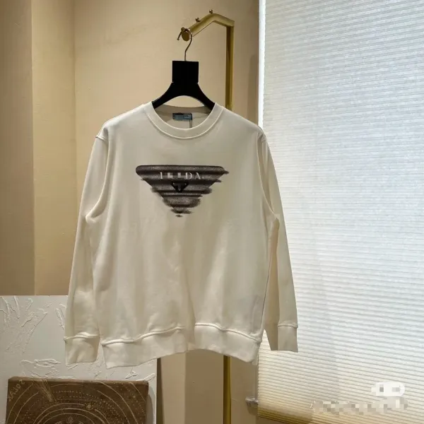 Prada Re-Nylon Triangle Logo Off-White Sweatshirt Hoodie - 1