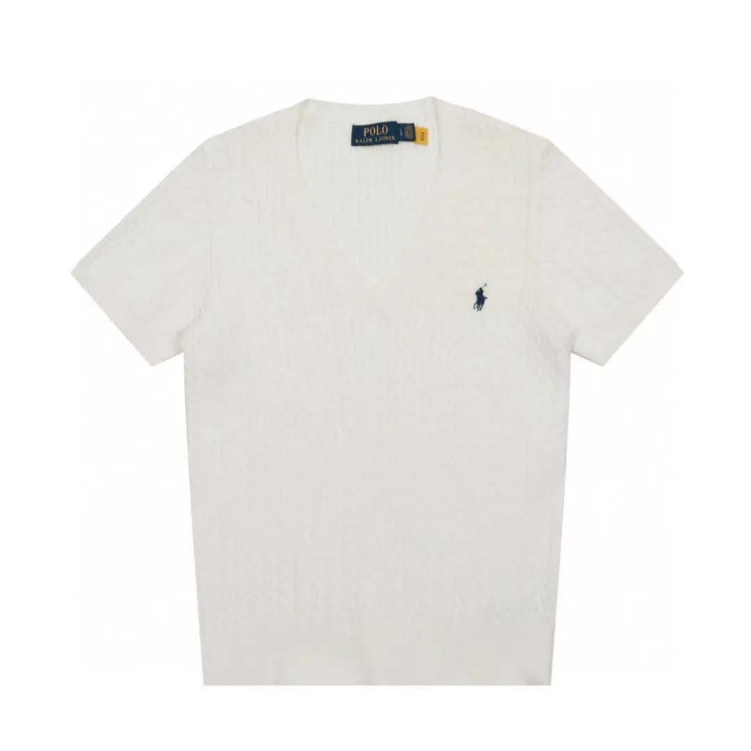 Polo Ralph Lauren Cable Knit V-Neck Sweater Light Blue - 4