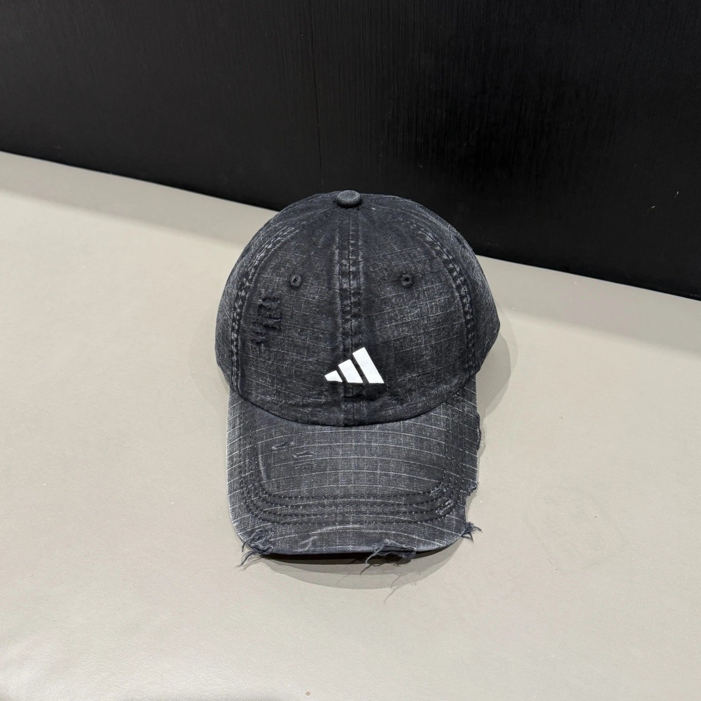 Prada Triangle Logo Washed Denim Baseball Cap Gray - 15