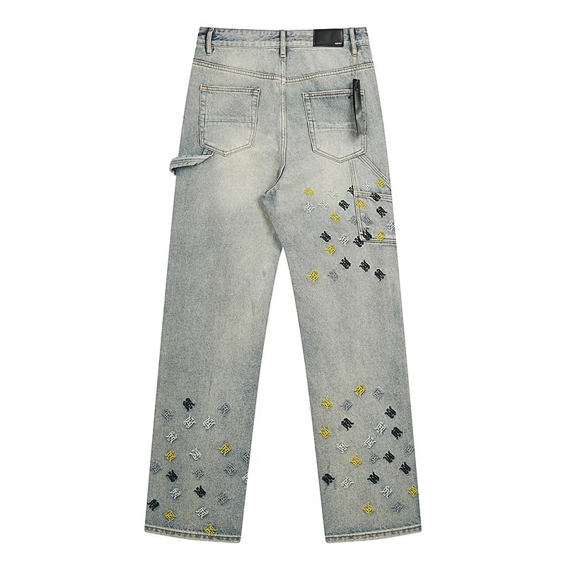 Design Floral Embroidered Flared Jeans Light Wash - 17
