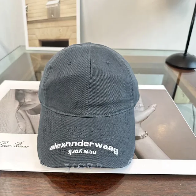 Alexander Wang Hats Embroidered Logo Distressed-Brim Baseball Cap product detail image 1