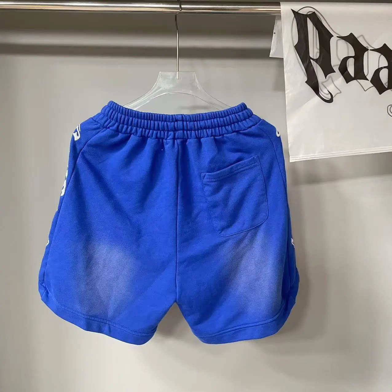 hA. Embroidered Script Shorts Blue - 19