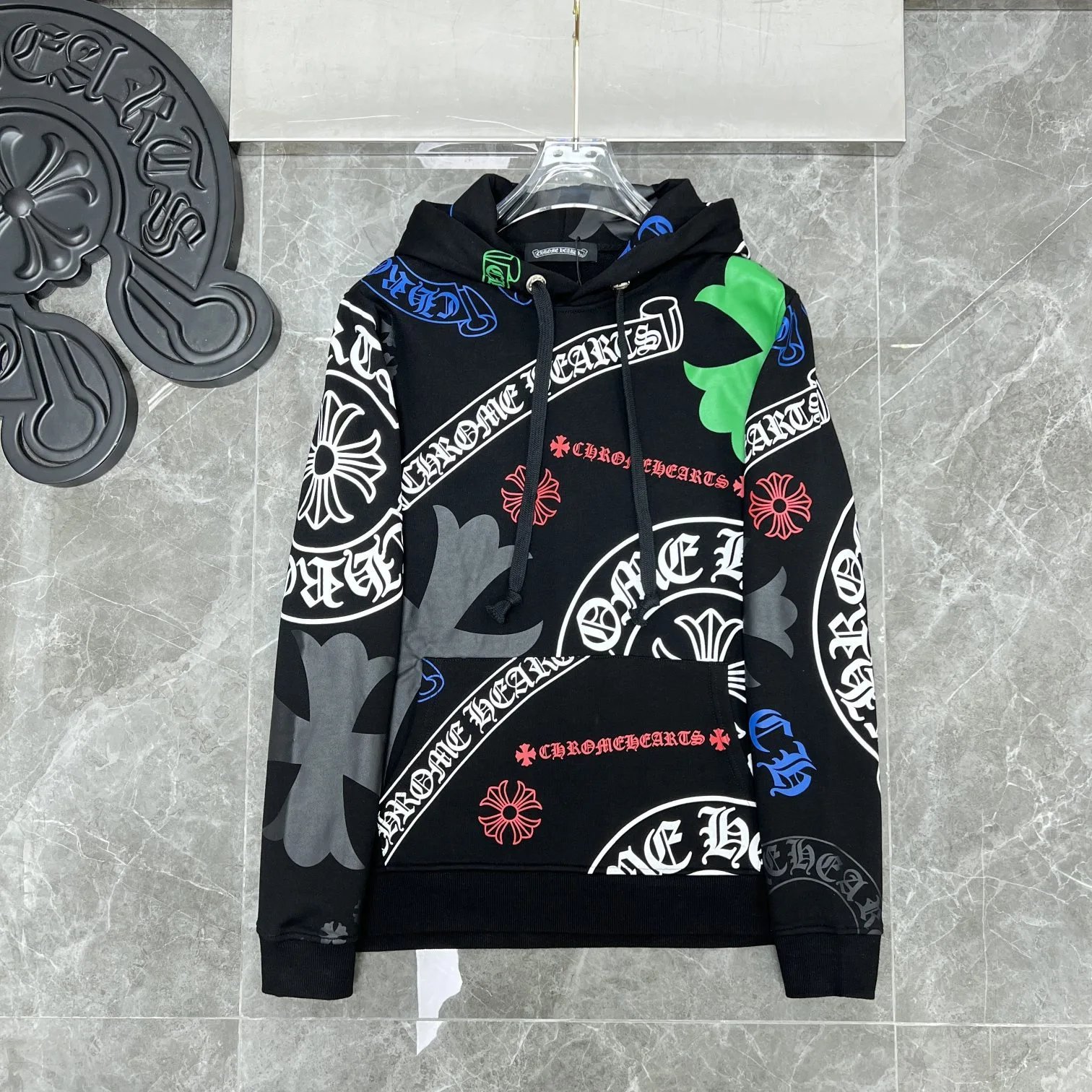 Chrome Hearts Floral Sleeve Hoodie Black - 15