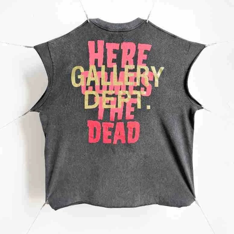 Design Sleeveless Graphic Tee Dark Gray T-Shirt - 44