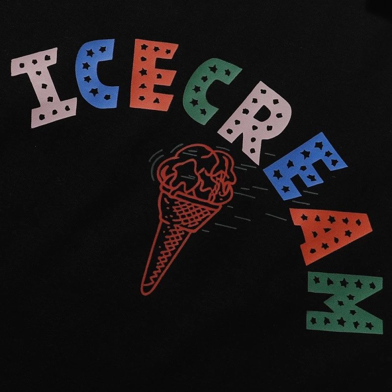 Design Icecream Supplies Graphic Print Black T-Shirt T-Shirts - 4