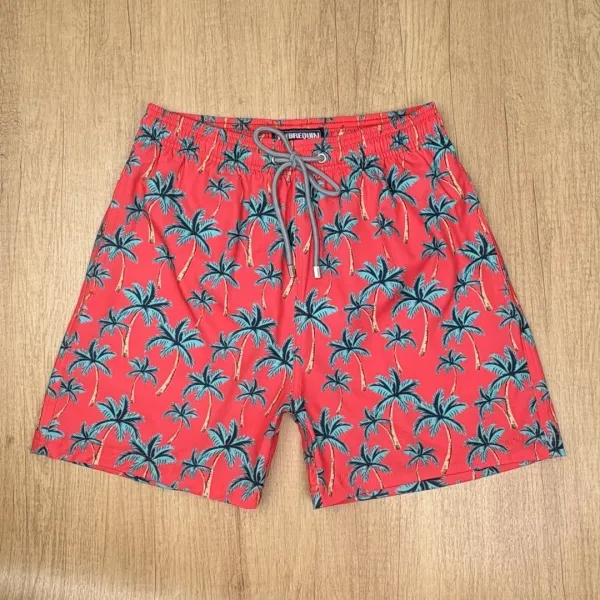 Design Denim Print Drawstring Shorts Blue - 33