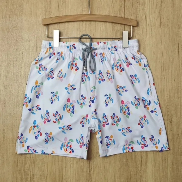 Design Denim Print Drawstring Shorts Blue - 34