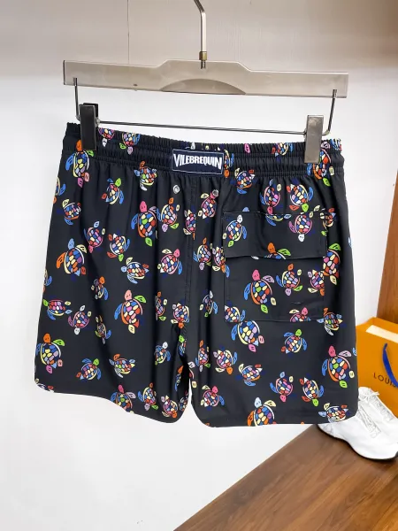 Design Denim Print Drawstring Shorts Blue - 10