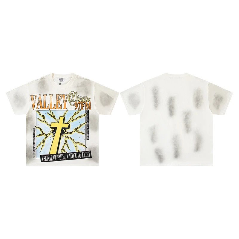 VALE T-Shirts Washed graphic print short-sleeve T-shirt — v 063 white